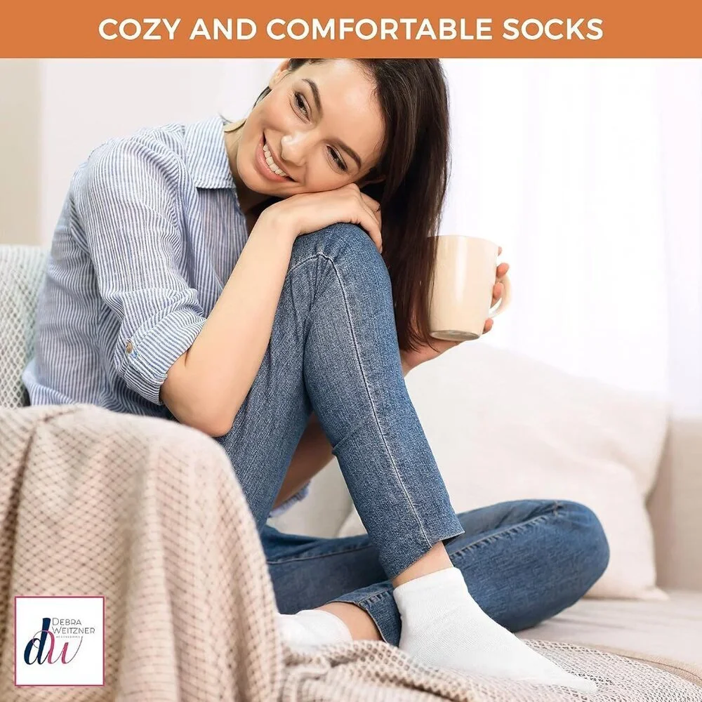 Diabetic Socks For Men and Women Loose Fit Non-Binding Cotton Crew Socks 6 Pairs